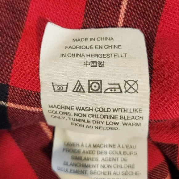 Madewell Red Embroidered CentralShirt in Dahl Plaid Check Top Oversized Size - M - Picture 7 of 7